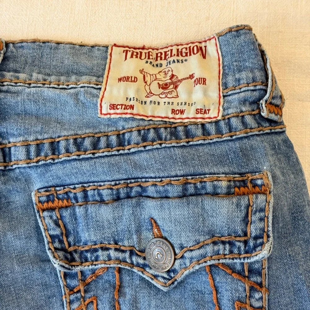 True Religion Rocco Super T Jeans 32 Relaxed Skinny Y2K Streetwear Flap